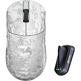 ATTACK SHARK RS3 Ultra Carbon Fiber Wireless Gaming Mouse, PAW3955MAX Optical Sensor, 52,000 DPI, Dual 8K Polling Rate, Nordic 54L15 MCU, 100M Optical Switches, Web Driver, White