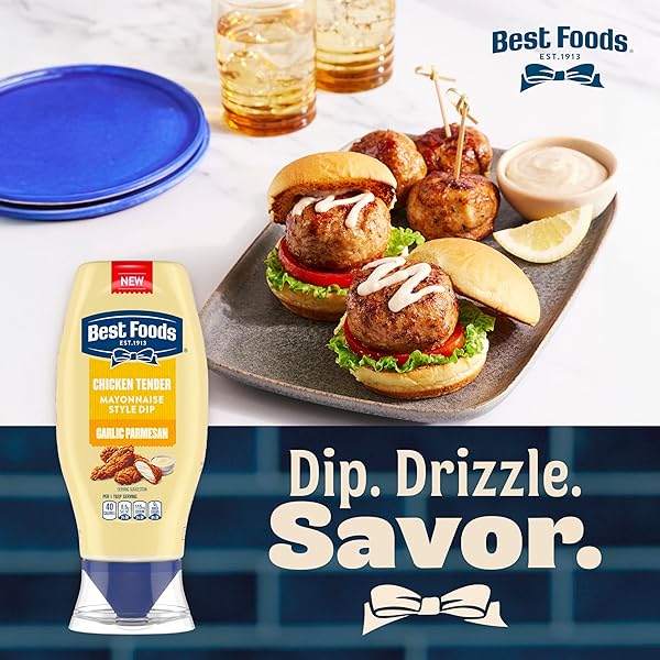 BEST FOODS GARLIC PARMESAN CHICKEN TENDER MAYONNAISE STYLE DIP GARLIC PARMESAN DELICIOUS FLAVOR NO ARTIFICIAL FLAVORS 11.5 FL OZ