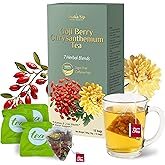 OsakaSip Goji Berry Chrysanthemum Tea Bags - Natural Liver Detox Cleanse Kidney Health - Excellent Chinese Herbal Raw Formula Cassia Seed Dandelion Leaf Gardenia Licorice Orange Peel (150g 15 Bags)