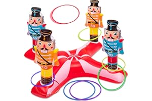 90SHINE Christmas Games - Inflatable Nutcrackers Ring Toss Game for Adults, Gifts Indoor Outdoor Xmas Holiday Party Supplies Decorations
