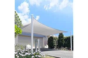 HOMA 10' x 10' Grey Square Sun Shade Sail Canopy, 95% UV Blockage Awning Shelter Fabric Cloth Screen for Patio Outdoor Backyard - Heavy Duty Commercial Grade (Custom Size - Made in USA)