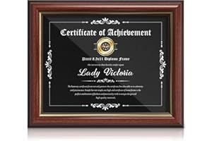 Picrit 8.5x11 Mahogany Diploma Certificate Frame with Tempered Glass, Degree Document Frame with Gold Rim for Wall and Tabletop, 1 Pack