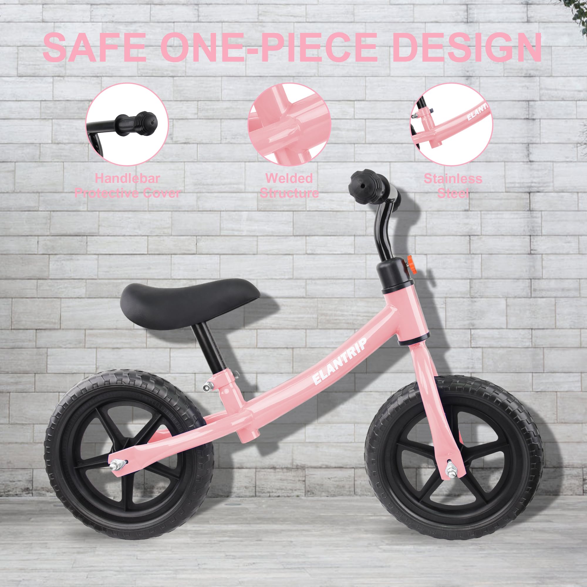 Elantrip Balance Bike, Lightweight Toddler Bike for 1-3 Year Old Boys, Birthday Gift Toys for 1-3 Year Old Boys and Girls, No Pedal Bikes for Kids with Adjustable Handlebar and seat