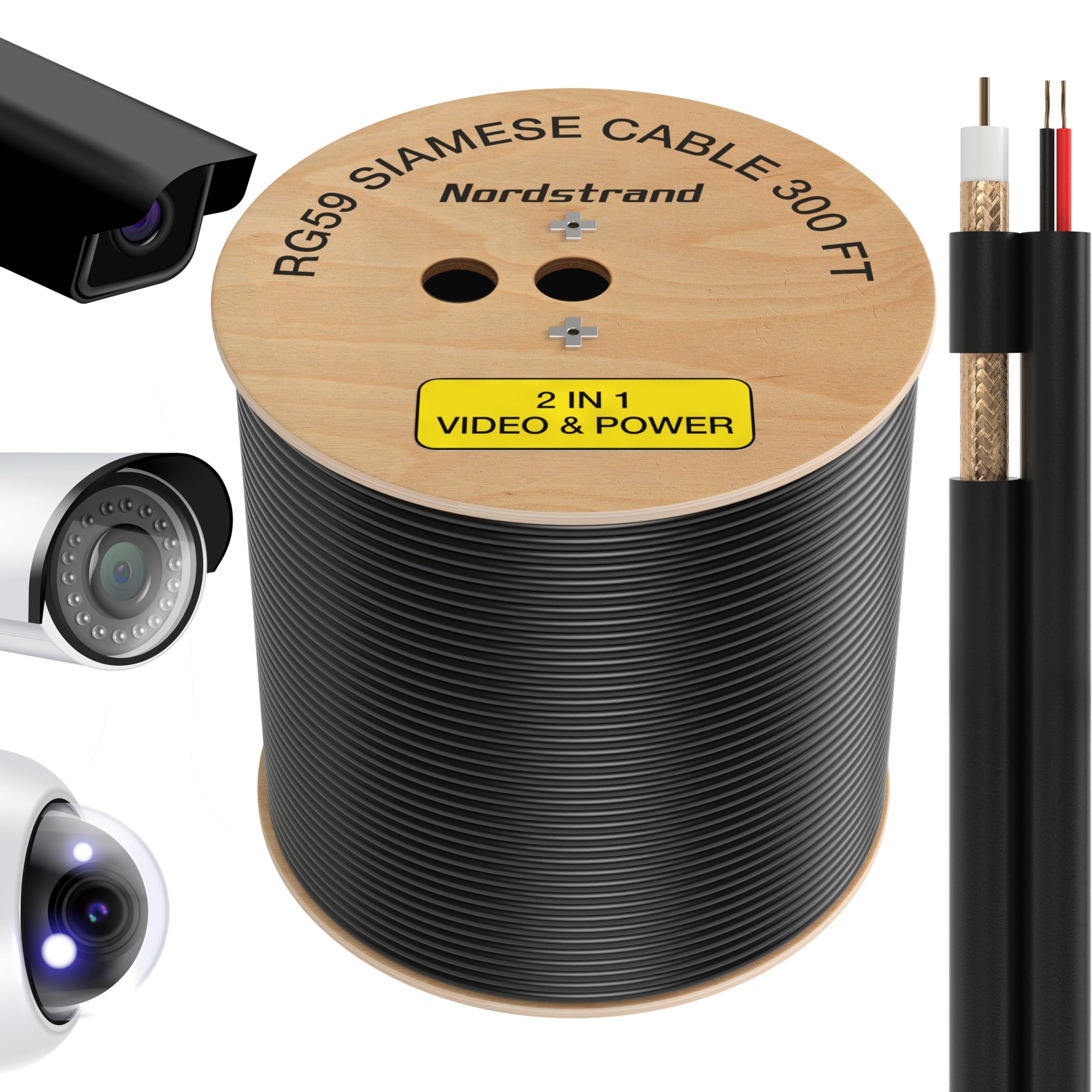 Mua RG59 Siamese Cable 300ft Coaxial CCTV Video Power Cable Combo Mua RG59 Siamese Cable 300ft Coaxial CCTV Video Power Cable Combo