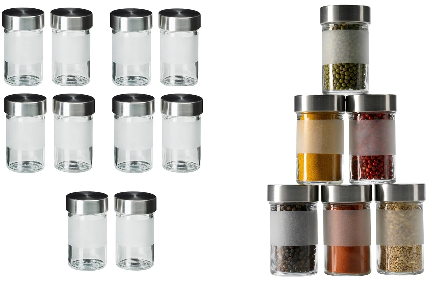 Ikea DROPPAR Spice Jar Set of 10 Glass Stainless Steel 5x401.136.13
