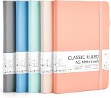 Feela 5 Pack A5 Notebooks Ruled Lined 120 GSM Hardback 128 Pages 21x13cm