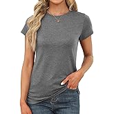 Memorose Womens Short Sleeve Tops Summer T Shirts Round Neck Causal Fashion Basic Tee