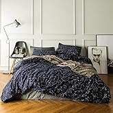 SUSYBAO Cute Constellation Duvet Cover King 100% Cotton 3 Pcs Set 1 Navy Celestial Patterned Duvet Cover with Zipper Ties 2 Pillowcases Modern Navy Blue Space Galaxy Print Bedding Set Soft Comfy