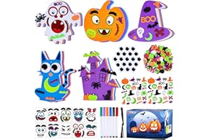 MGparty 330PCS Halloween Foam Stickers Set DIY Pumpkin Cat Ghost Castle Witch Hat Halloween Craft Kit for Kids Halloween Decorations Party Favors Supplies