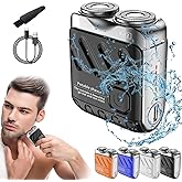 Skywortl Mini Shaver, Beard Shavers Portable Suitcase Design Razor, Mini Portable Electric Shaver for Men Waterproof, Fast Charging Long Battery Life Double-Ring Magnetic Cutter for Travel (Black)