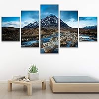 SIGNWIN 5 Panel Canvas Wall Art Modern Art Expressive Landscape Modern Mountain Top Multicolor Photography for Home Decorations Ready to Hang - 60