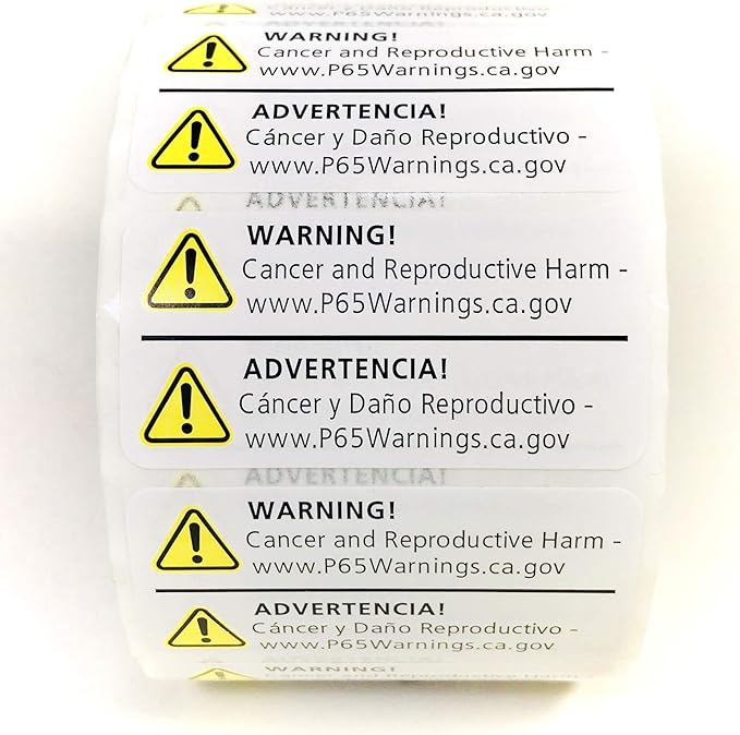 Amazon Com Roypack Proposition 65 Warning Labels 1 000 Count 2 X 1 Inch English Spanish Short Form Cancer And Reproductive Harm Truncated California Compliant Warning Stickers Office Products