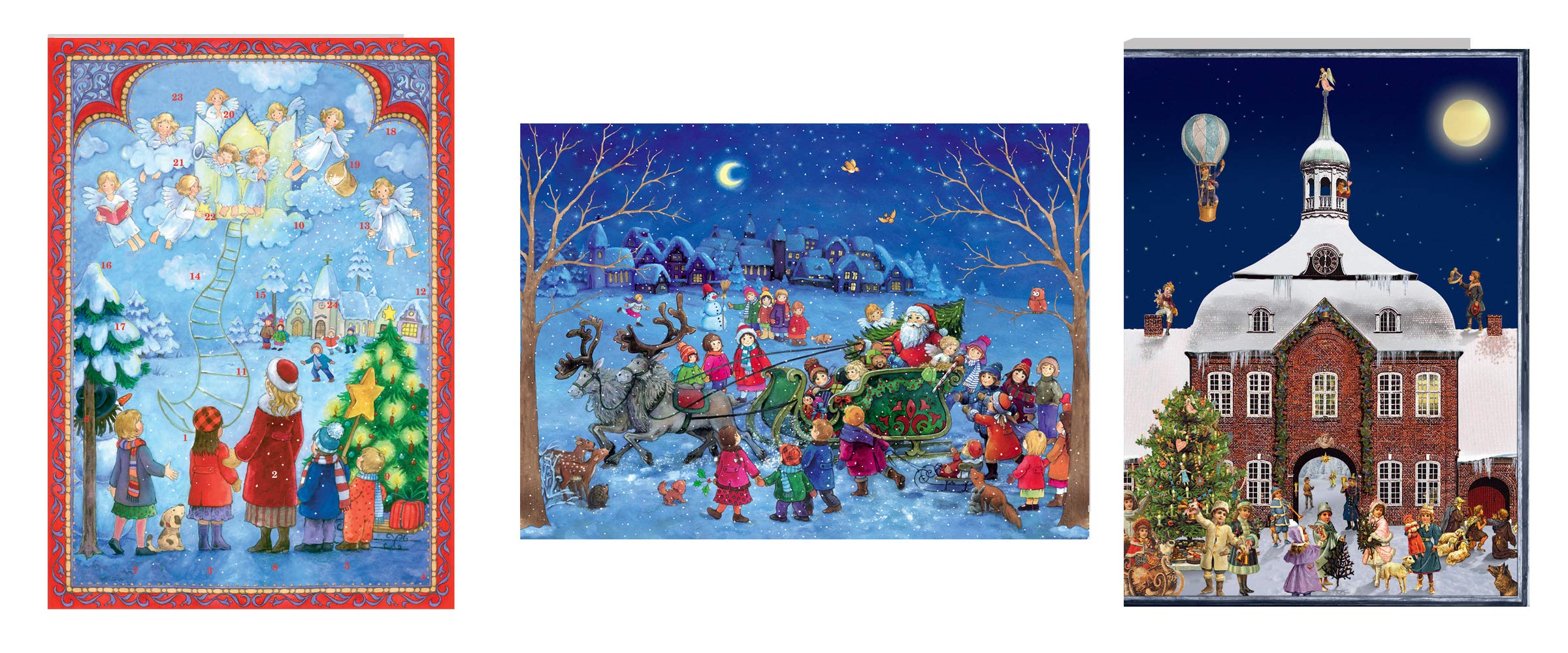 3 x Mini Advent Christmas Cards Richard Selmer Traditional Christmas Designs 105 x 155 mm with envelopes