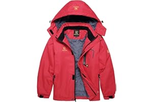 Keevoom Boy's Waterproof Ski Jacket Winter Warm Thick Snow Coat Windproof Fleece Kids Outdoor Hooded Snowboard Jackets
