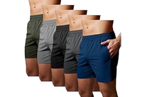 GYM REVOLUTION Men's 5'' Workout Athletic Quick Dry Shorts Running Training Short with Zipper Pockets