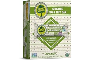 Happy Village Organic Fig & Nut Bar, ORIGINAL FIG | Only 2 Ingredients, Gluten Free, No Added Sugar, Kosher, Non-GMO, Vegan, Good Source of Fiber | Organic Healthy Snack Bars (16 bars, 1.4 OZ each)