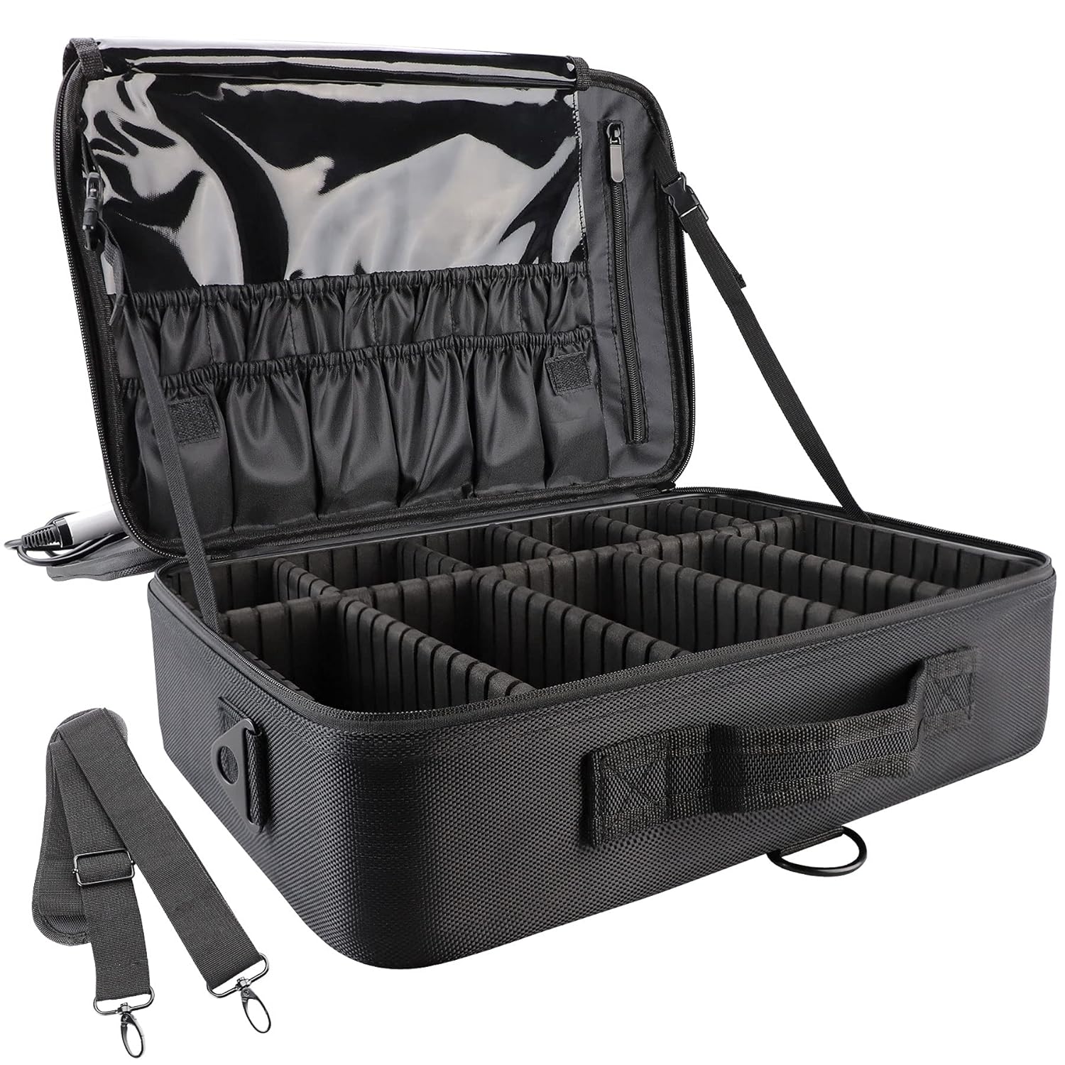 GZCZ 3 Layers Large Capacity Travel Professional Makeup Train Case Cosmetic Brush Organizer Portable Artist Storage bag 16.5 inches with Adjustable Dividers and shoulder strap for Make up Accessories : Beauty