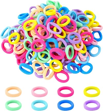 Hanyousheng 200 Pcs Baby Hair Bands Multicolor Seamless Elastic Bobbles