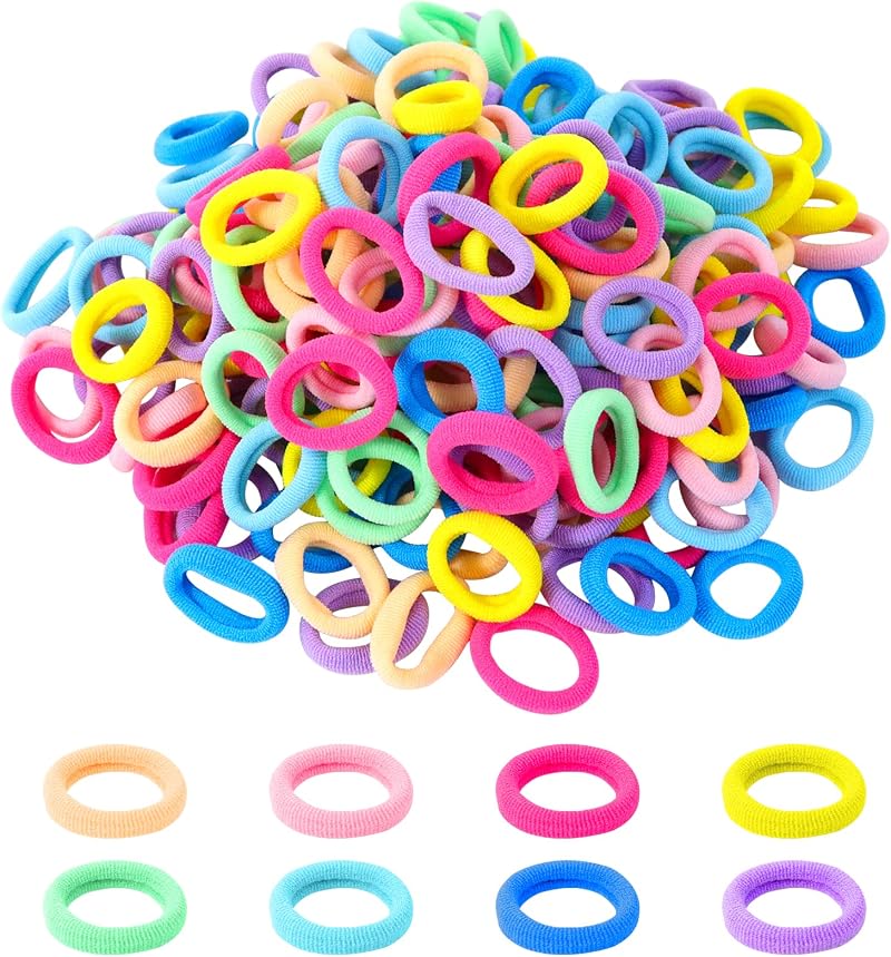 Hanyousheng 200 Pcs Baby Hair Bands Multicolor Seamless Elastic Bobbles