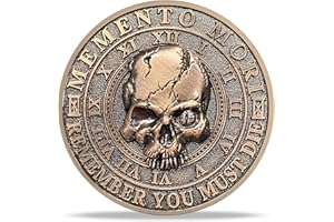 RYUKENLM Memento Mori Memento Vivere Coin, Tree of Life Skull Tempus Fugit Stoic Reminder Token, EDC Daily Inspirational Stoicism Gifts for Women Men