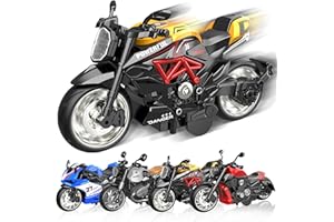 MLCNLES Alloy Metal Diecast Motorcycle Model Toy Set, 4 Pack of 1:12 Scale Die-Cast Motorcycles, Pull Back Function Toy Moto Bike for Kids Boys Girls and Collectors
