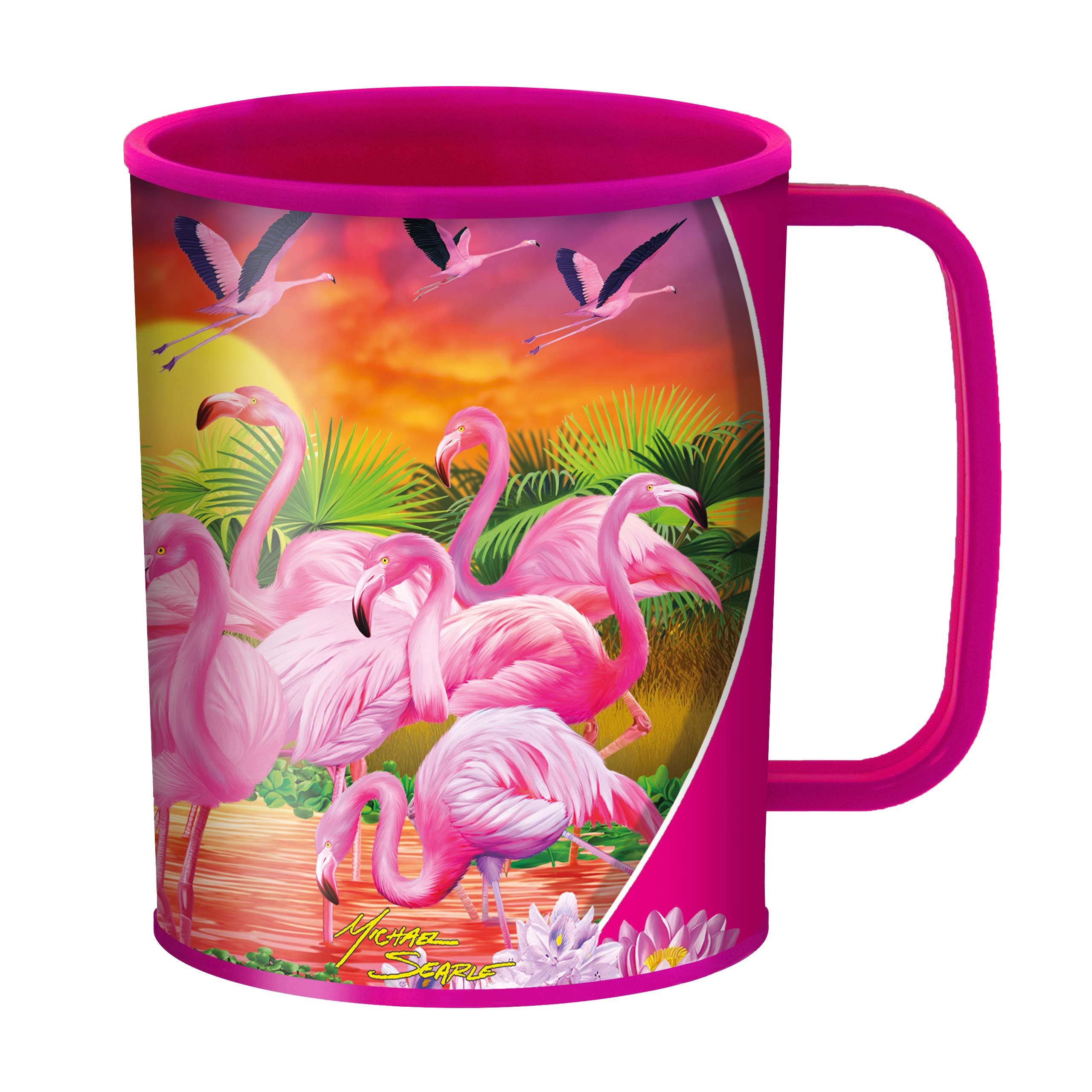 3D LiveLife Drinking Cup - Flamingo Lingo from Deluxebase. 300ml Plastic Mug with Bird Theme, Reusable Coffee Cup, Portable Animal Tumbler for Camping, Picnic, Travel & Everyday Use.