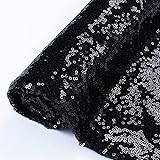 Pardecor Sequin Fabric by The Yard Glitter Fabric Mesh Sequin Fabric for Sewing Clothes Gowns Dress Top Jacket (1 Yard, Black