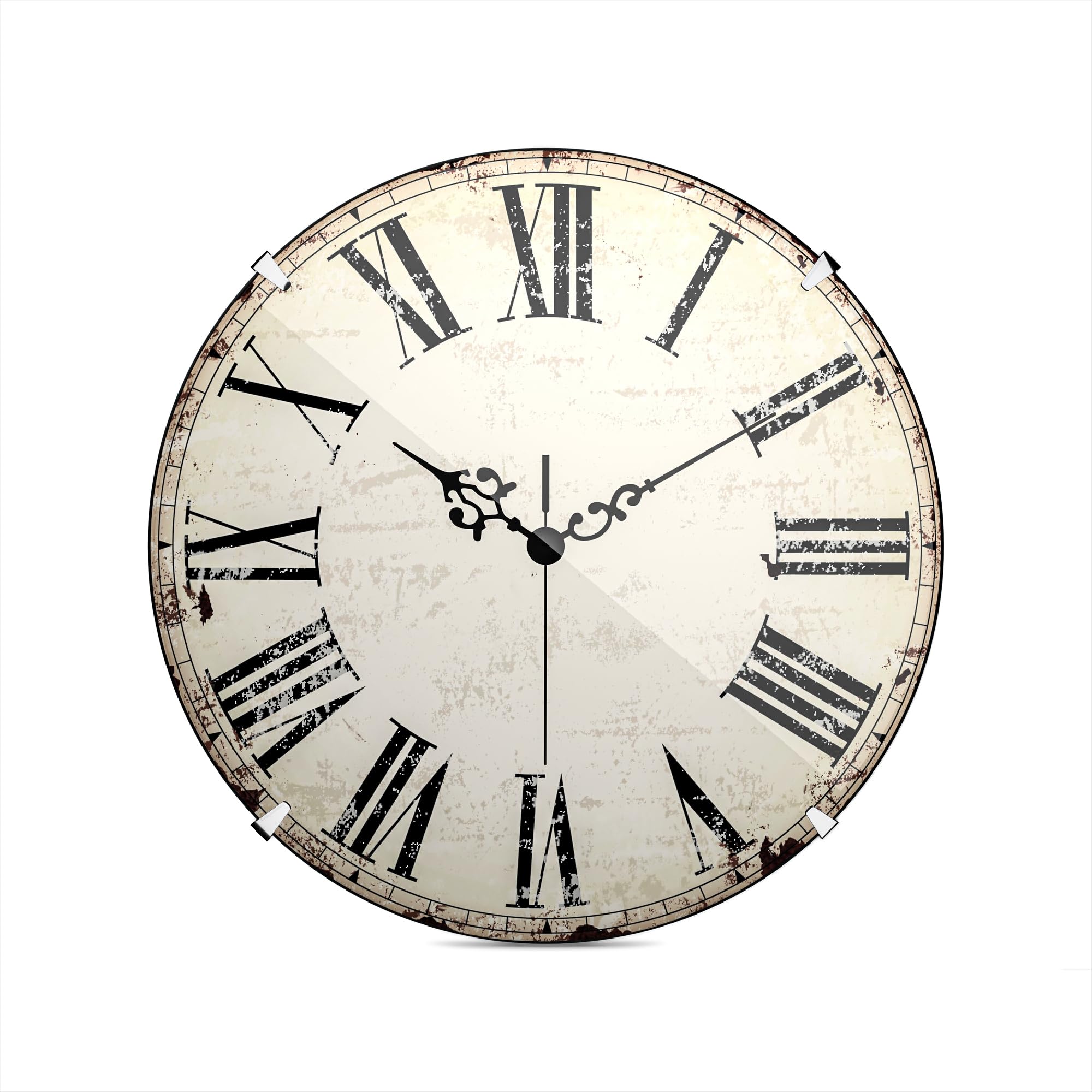Mebus Vintage Wall Clock with Roman Numerals, No Ticking Noises Thanks to Precise Quartz Movement, Dome Glass Cover, 20 cm, Small, Antique
