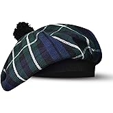 Scottish Hat Tam o Shanter Scottish Bonnet Tartan Hat P.V Tartan (Polyviscose) Wool Blend with Pompom | One Size fits All.