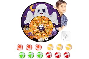 VDESFUEBY Halloween Games Dart Board 26in Ghost Dart Board with 12 Sticky Balls and Hooks Halloween Party Favors Indoor Outdoor Sports Puzzle Game