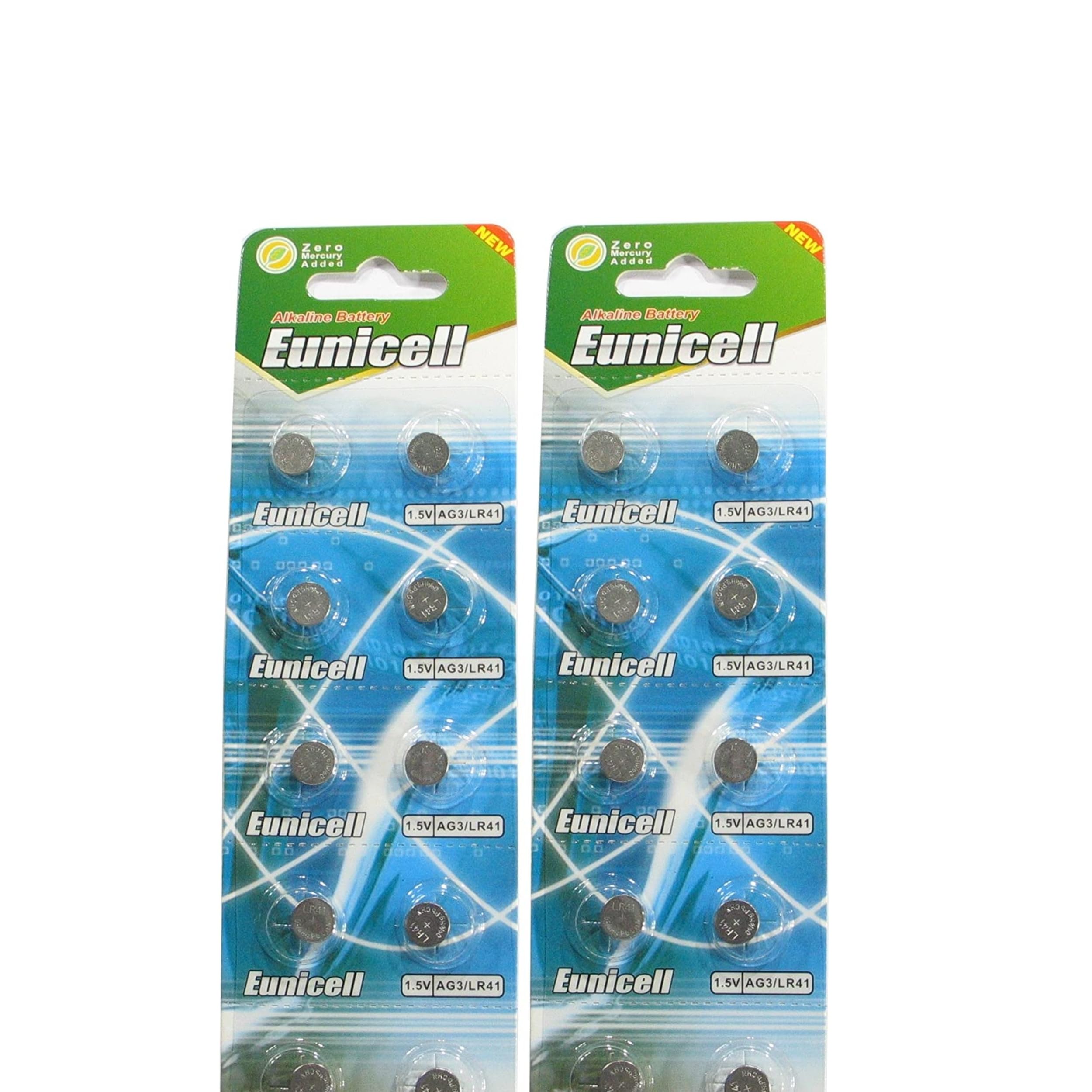 20 Eunicell AG3 / LR41 / 192/392 Button Cell 1.5V Battery Long Shelf Life 0% Mercury (Expire Date Marked)