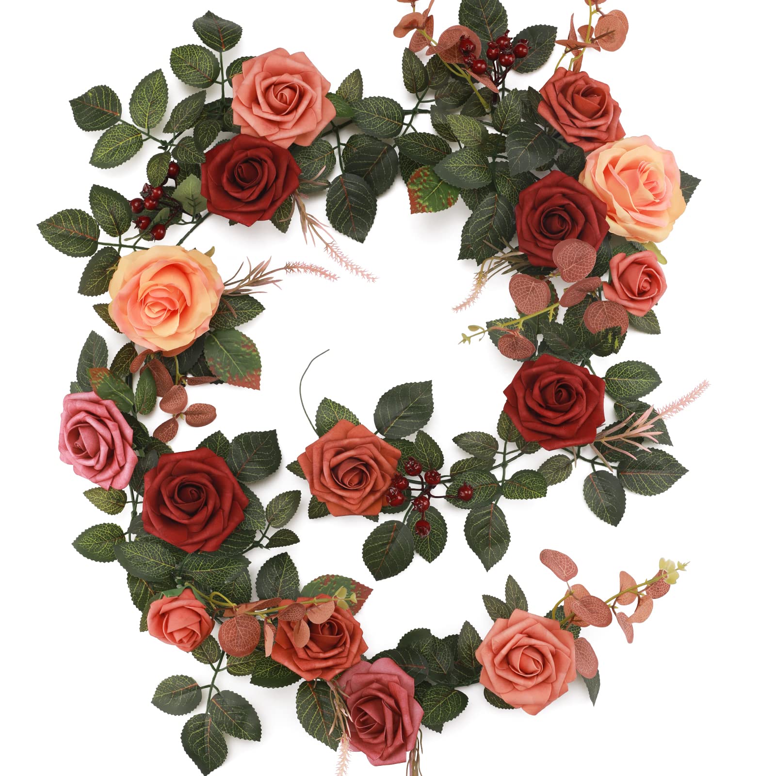 Photo 1 of 5FT Artificial Rose Flower Burgundy Fake Floral Garland for Wedding Ceremony Backdrop Arch Flowers Table Centerpieces Decorations