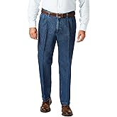 Haggar Men's Work To Weekend No Iron Denim Flat Front & Pleat Pant - Regular and Big & Tall Sizes