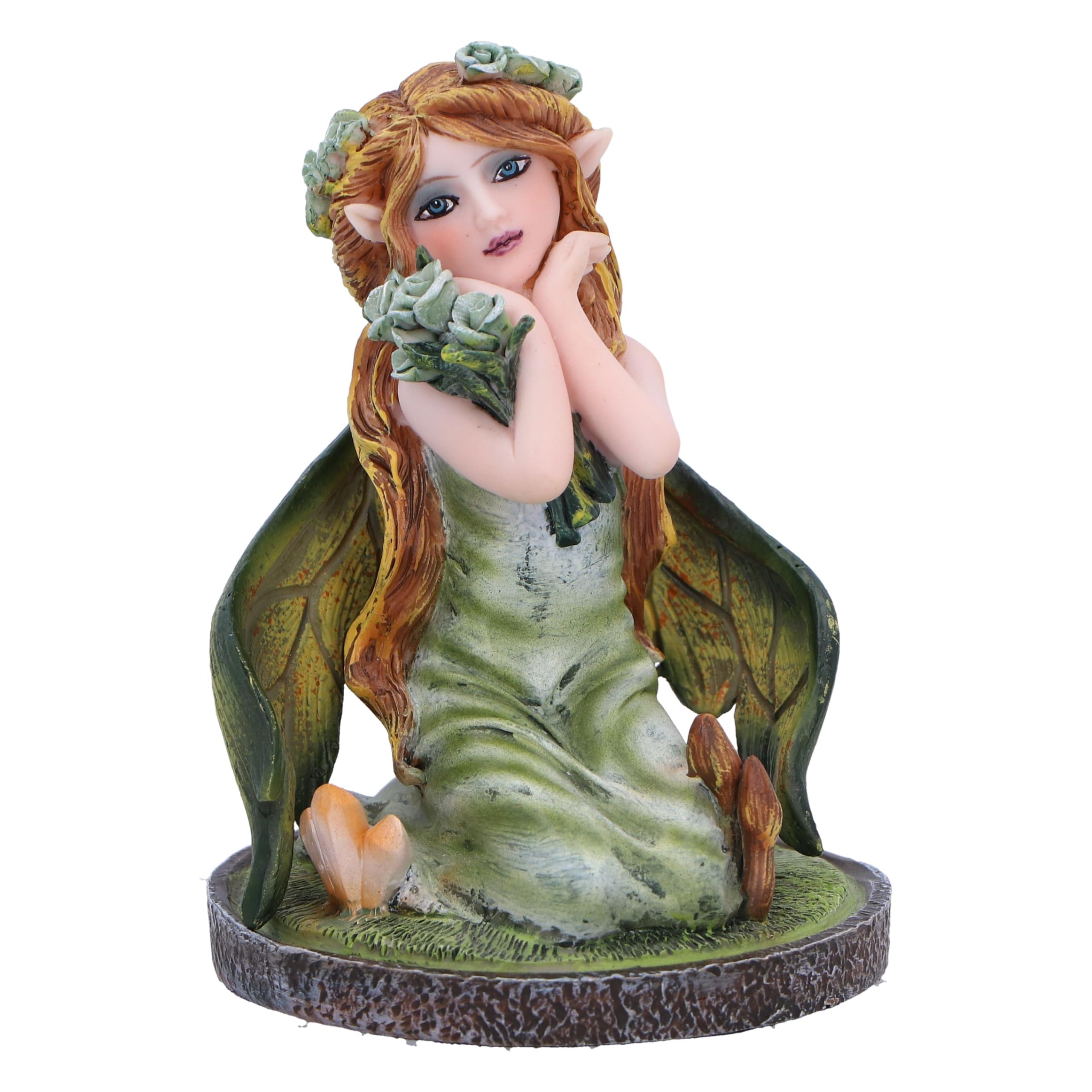Nemesis Now Crystal Fairy Clover Figurine, Resin, Green, Nature Fairy Kneeling with Leaves Wings, Collectible Gift, Cast Resin, Hand-Painted, 9