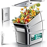 WantJoin Steam Table Hotel Pans with Lid 1/2 Half Size 6 Inch Deep 3 Pack, Stainless Steel Metal Tray Sets Food Storage Container, Commercial Restaurant Buffet Chafing Dishes Warmer Catering Supplies