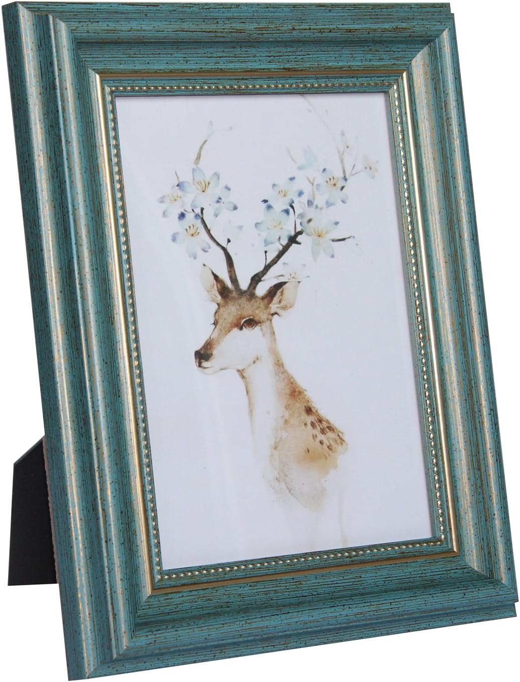 Photo Frame 5x7” HUIXAING Vintage Portrait Picture Frames Retro Landscape & Horizontal Rustic Poster Frame Glass Panel Table Top & Wall Mountable, Gift for Friend Wedding Anniversary 7x5 Inch Turquois