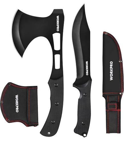 Amazon.com : WORKPRO Axe and Fixed Blade Knife Combo Set, Full