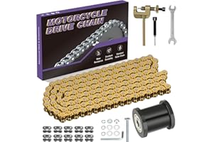CILOYU 35 Gold Chain Mini Bike Chain Tensioner Compatible with Coleman CT100U CC100X Predator 97cc 100cc Baja DB30 Motovox MBX10 MBX11 Mega Moto MM-B80 105cc Mini Bike Parts 140 Links