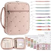 Bible Cover Case for Women, Quilted Waterproof Church Tote Bag with Zipper Pocket, Bible Study Supplies, Christian Gifts for Girls, Bow Pattern(Pink)