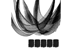 Qtisky Set of 5 Halloween Creepy Gauze Cloth Decoration, Indoor Outdoor Black Scary Halloween Gauze Tapestry Decor, Spooky Decorations for Home Wall Yard Haunted House Party Supplies, 72 x 30 inch