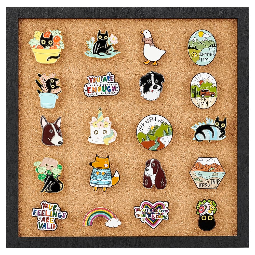 BENECREAT Pin Board Square Cork Board Bulletin Display Board, 0.8"/20mm Thick Wall Mounted Cork Board for Brooch Pin Storage, Office Home and School Decor, 26.5x20cm