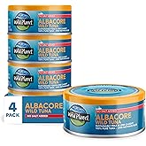 Wild Planet Albacore Wild Tuna, No Salt Added, Canned Tuna, Pole & Line Caught, 5 oz, Pack of 4, Packaging May Vary