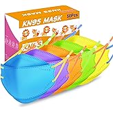 RANTO Kids Masks, 50pcs 4 Ply Mask for Children with Adjustable Earloop, Multicolor Print Mask