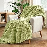 PTQ Waffle Electric Heated Throw Blanket – 6 Heat Levels & 4 Timer Settings, ETL Certified, Overheat Protection, Ultra-Soft Faux Fur & Sherpa, Machine Washable, Ideal Gift (50x60, Green)
