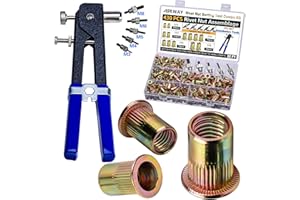 ASKWAY Pressure Rivet Nut Tool Kit, 430Pcs Metric Rivet Nut Combination (M8/M6/M5/M4/M3), Suitable for Furniture, Decoration, Automotive, Marine and Industrial Applications