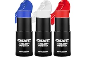 CCbeauty Halloween Clown Red White Blue Face Body Paint Makeup,Cream USA Flag Face Painting America's Patriotic Veterans Events 4th of July Pride Independence Day, Joker Makeup Cosplay Costume Parties