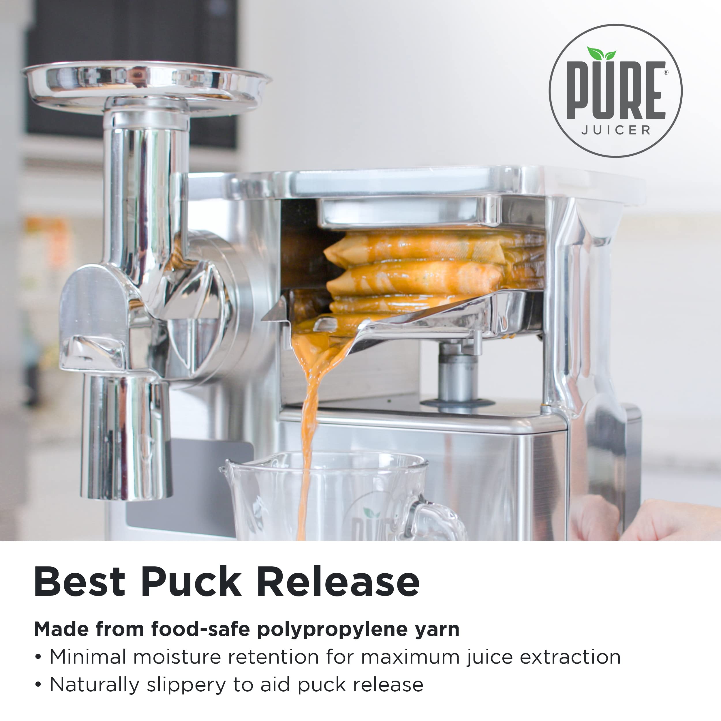 PURE Ripstop High-Strength High-Porosity Juicing Cloth for Cold Press Juicing - 1 Set of 6 Cloths, size 14.5 x 14.5 inches