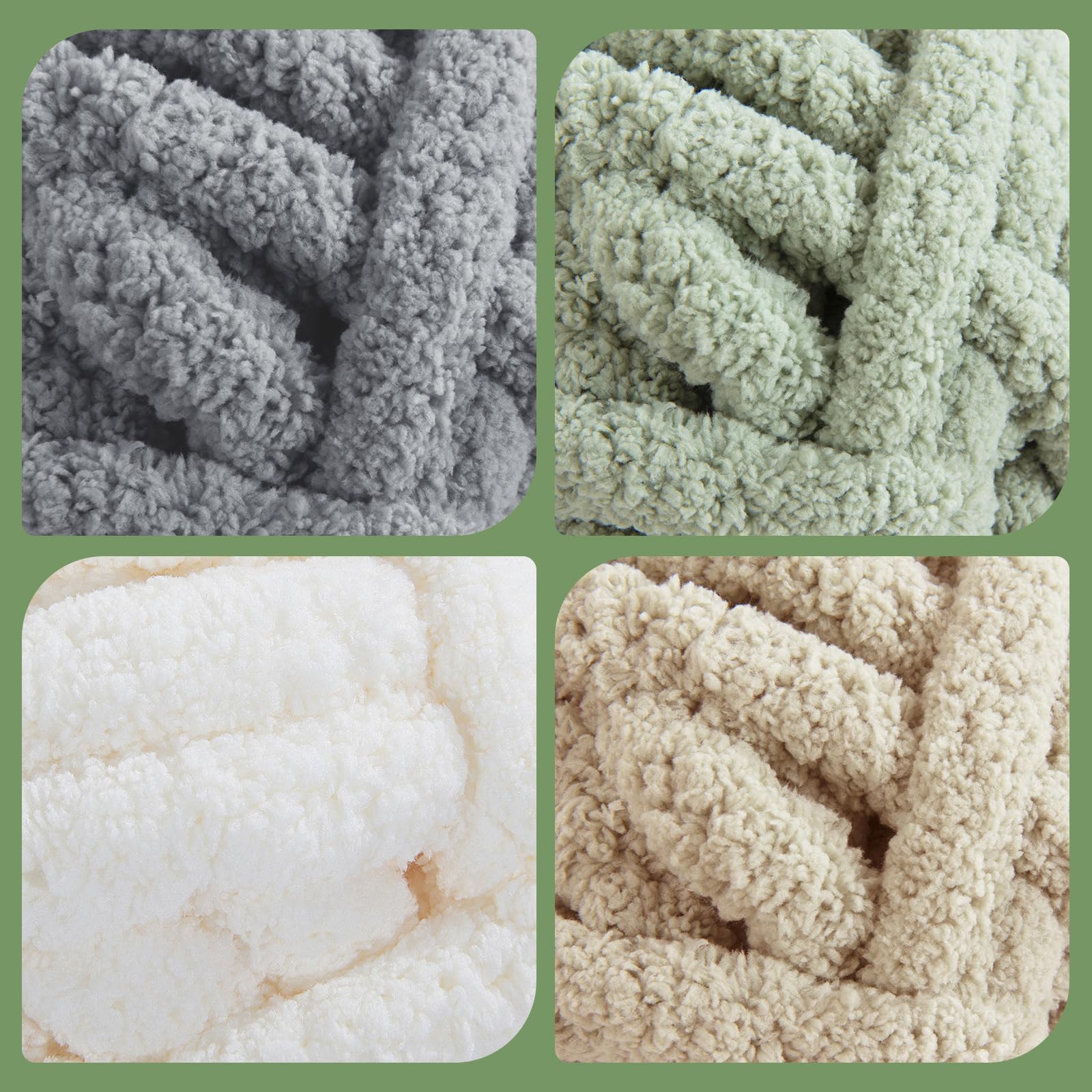 HOMBYS 8 Pack Assorted Chunky Yarn for Crocheting,Super Bulky Large Soft Fluffy Yarn,Plush Fuzzy Yarn,Thick Chenille Yarn for Hand Knitting/Arm Knitting (27yds,8 oz Each Skein)