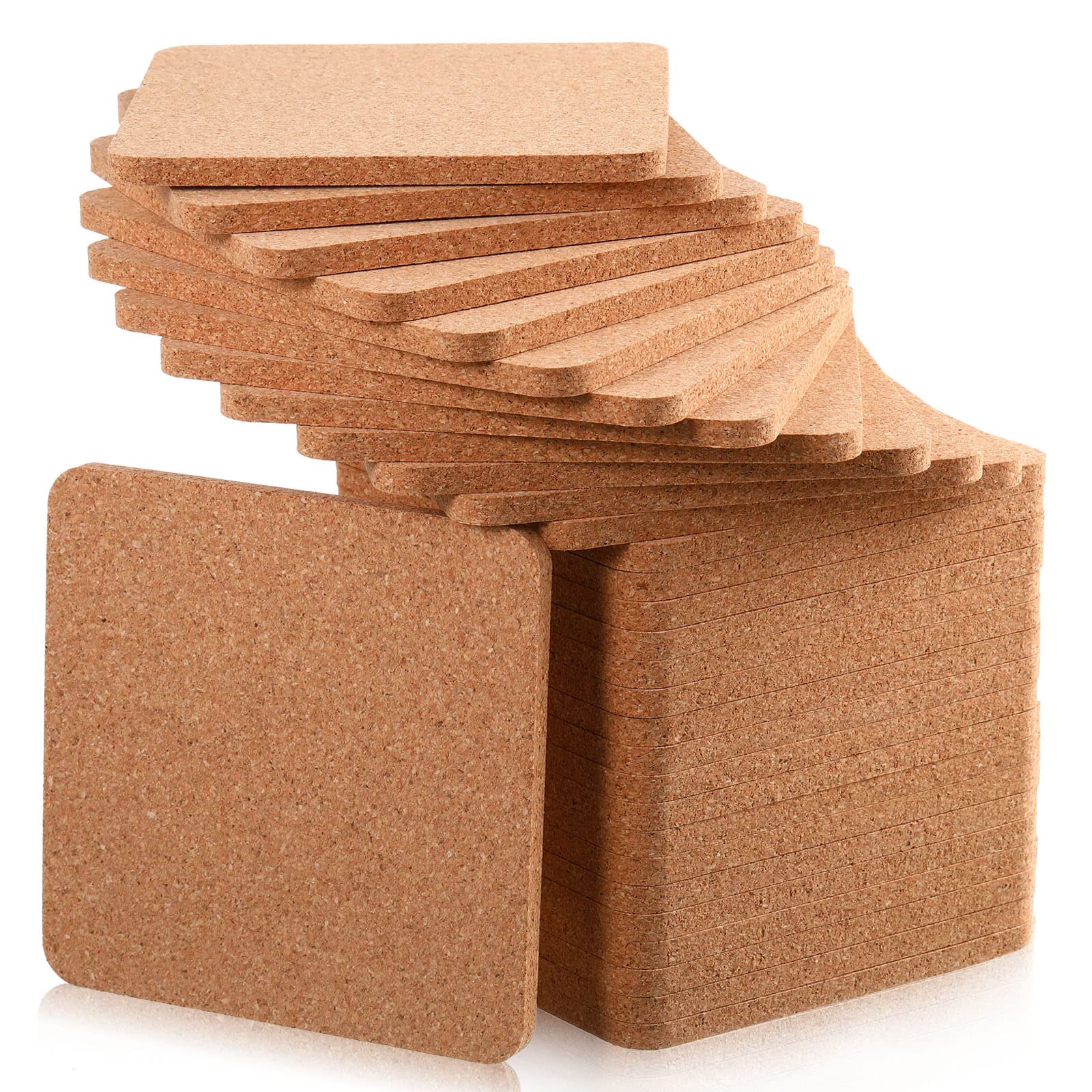 Photo 1 of 60 Pcs Square Cork Trivets 4 x 4 x 0.2 Inch Cork Coasters for Drinks Absorbent Plant Pot Trivets Natural Bar Kitchen Pads Drink Coasters Set for Table Dishes Plate
