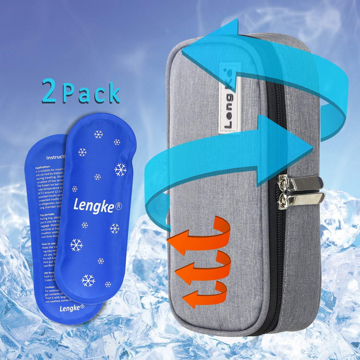 YOUSHARES Insulin Travel Case - Insulated Medication Cooler Travel Bag for Diabetic Insulin Pen and Vials Storage with 2 Cooling Ice Packs (Grey): Health & Personal Care